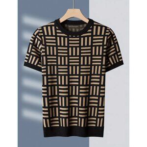 Tehan Striped Crew Neck Short Sleeve Sweater